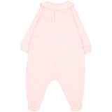 Moschino Kids Tutina Rosa in Cotone con Colletto e Stampa Teddy Bear e Logo per Neonate