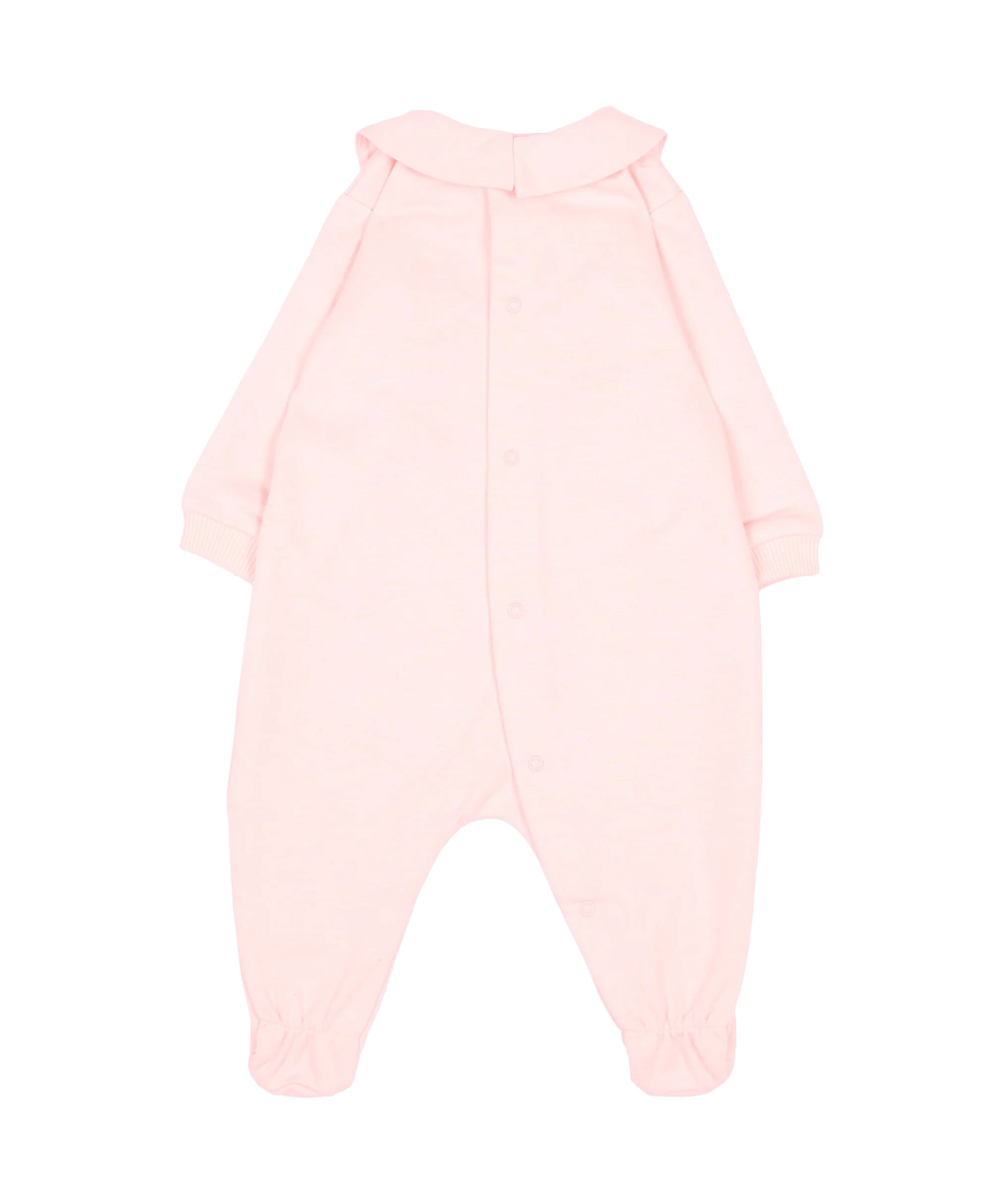 Moschino Kids Tutina Rosa in Cotone con Colletto e Stampa Teddy Bear e Logo per Neonate