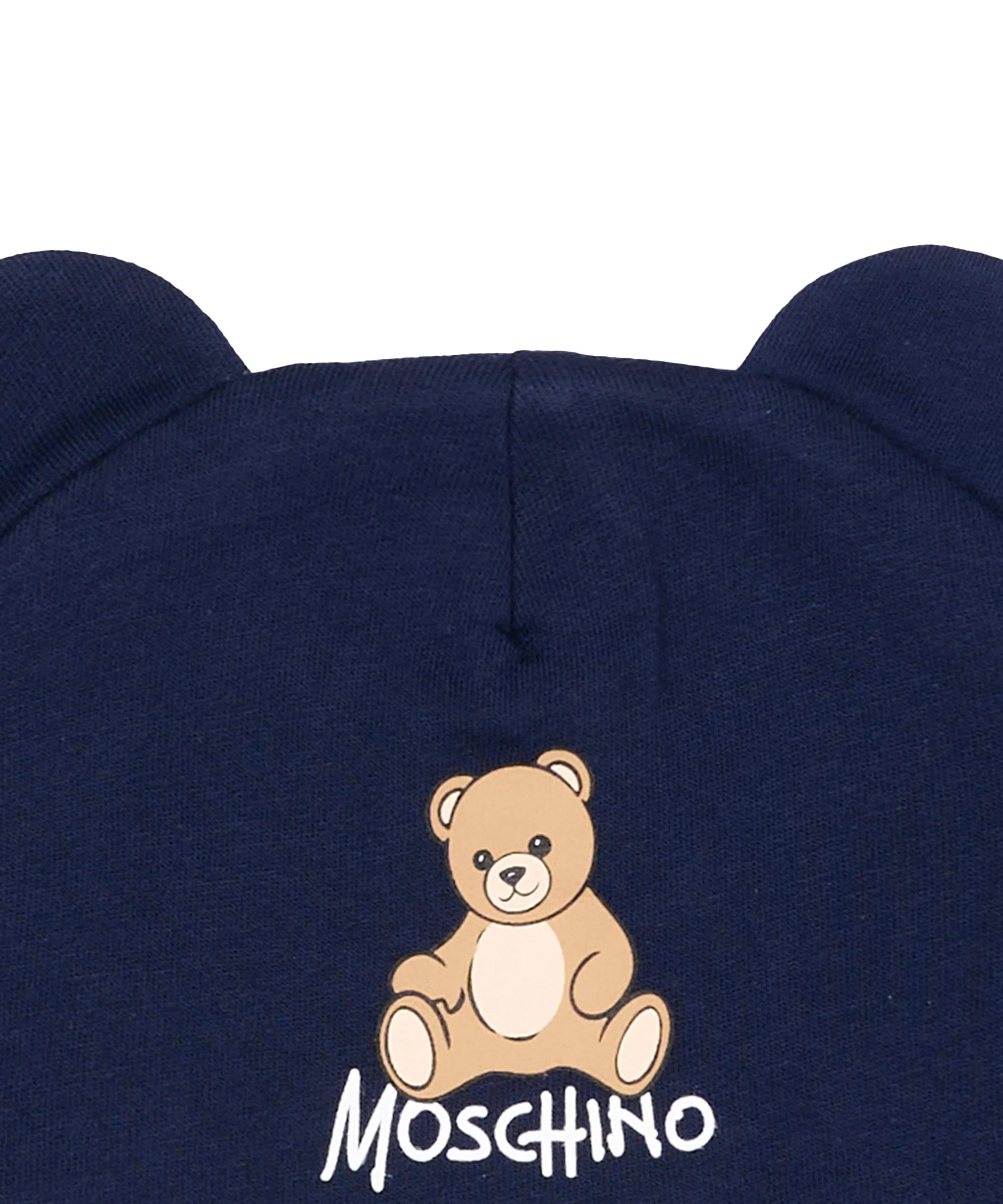 Moschino Kids Cappello Blu Navy con Stampa Teddy per Neonati