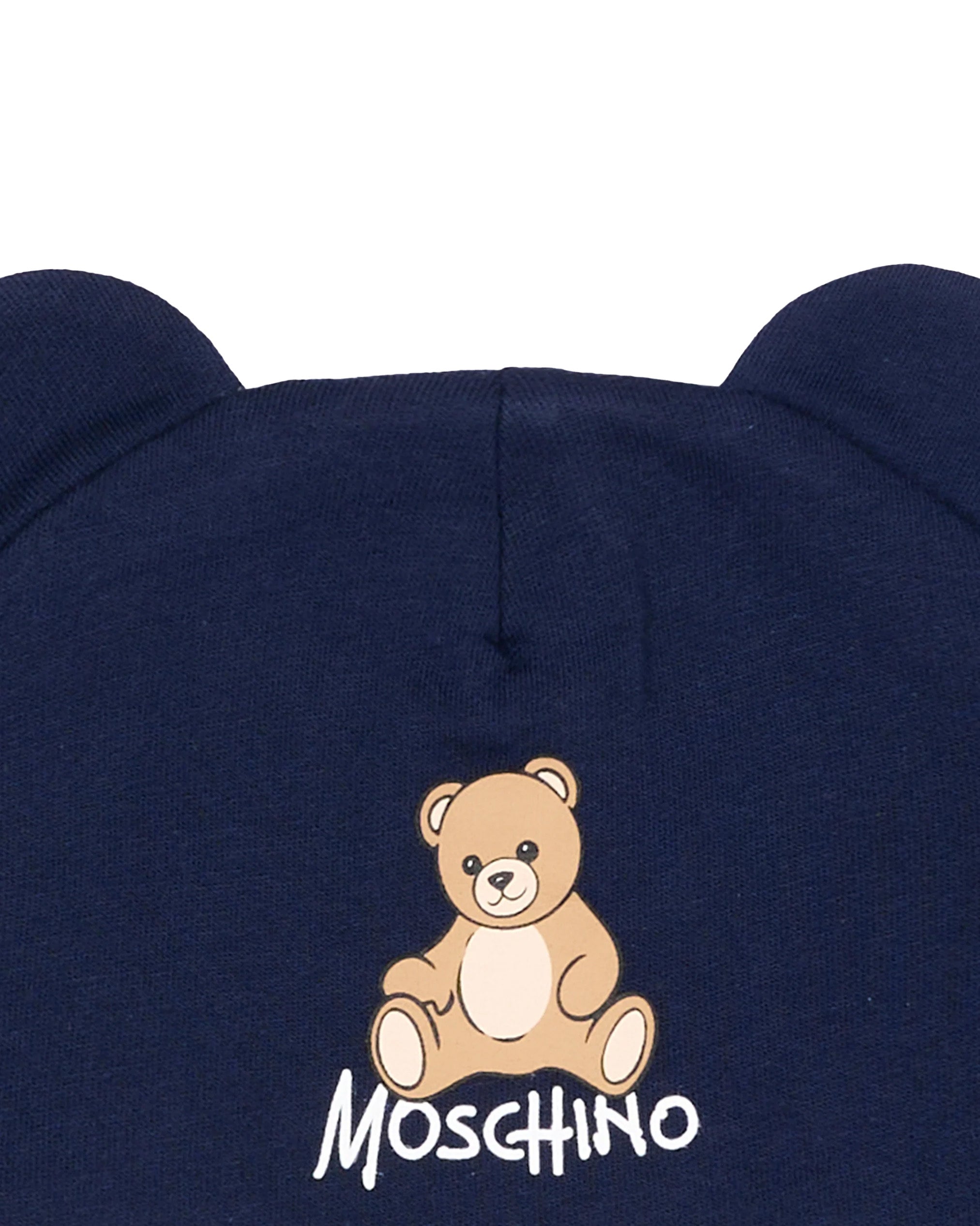 Moschino Kids Cappello Blu Navy con Stampa Teddy per Neonati