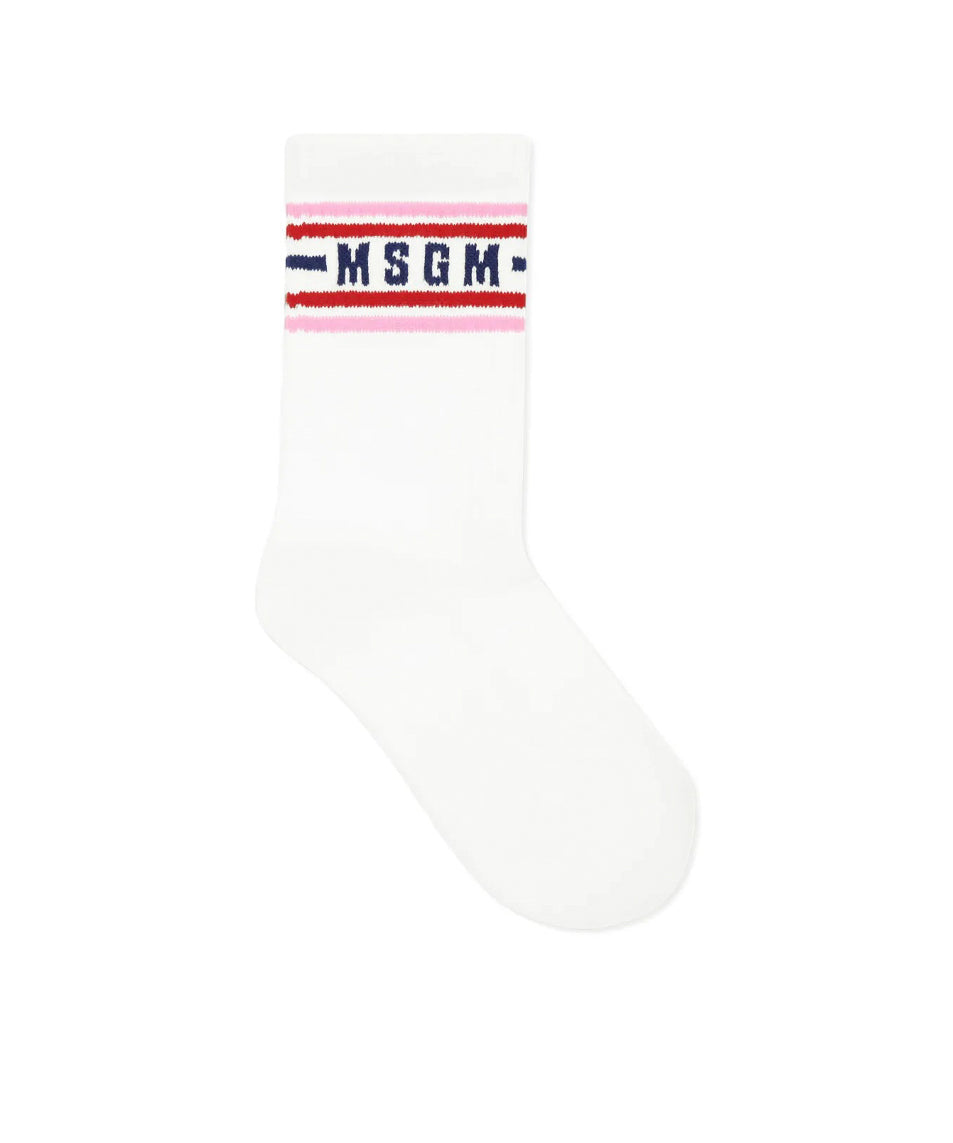 MSGM Kids Calzini Bianchi con Logo per Bambine