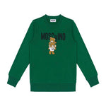Moschino Kids Felpa Verde Girocollo con Logo Teddy Bear per Bambini