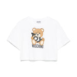 Moschino Kids T-shirt Crop Bianca con Stampa Toy per Bambine