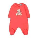 Moschino Kids Tutina con Bavetta Rossa con Teddy per Neonate