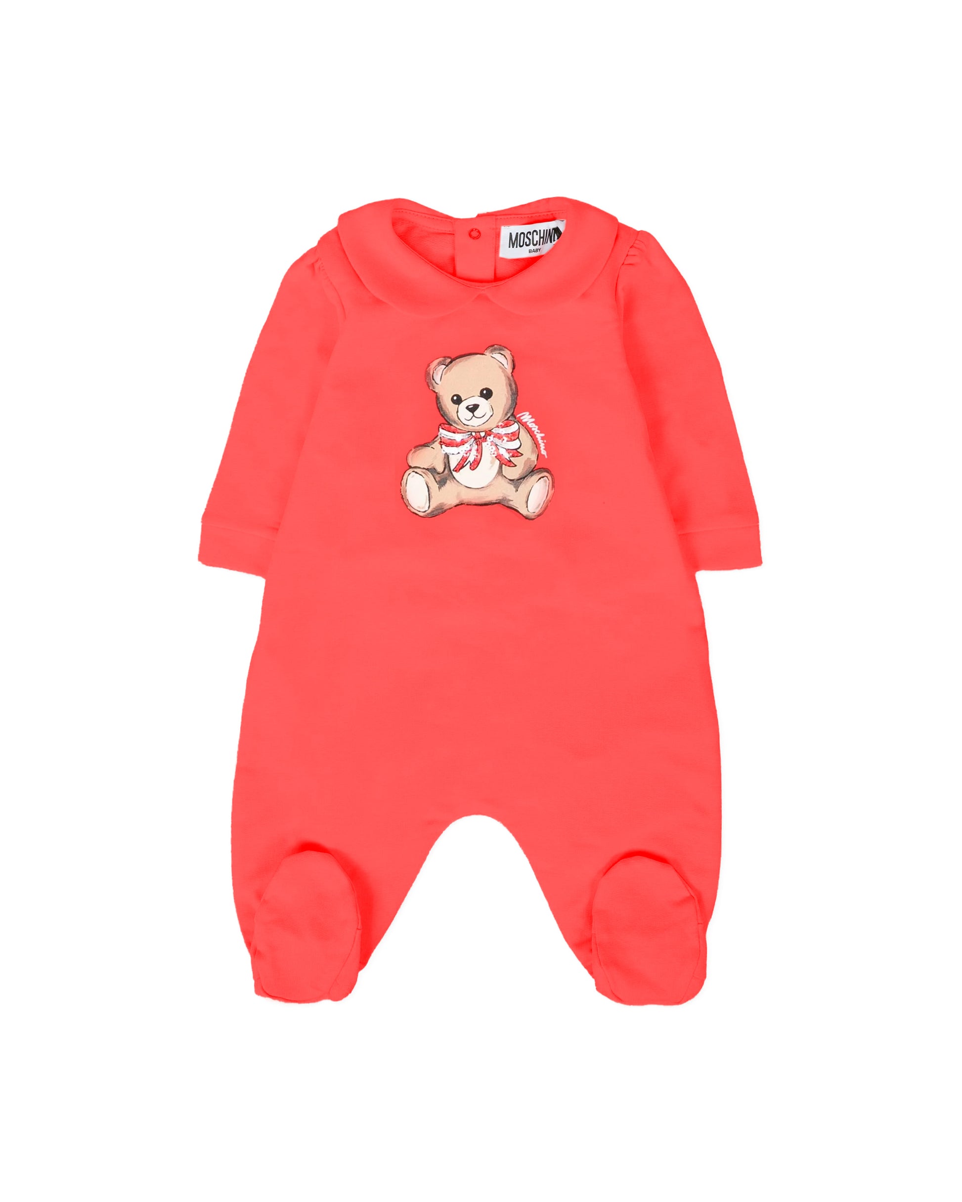 Moschino Kids Tutina con Bavetta Rossa con Teddy per Neonate