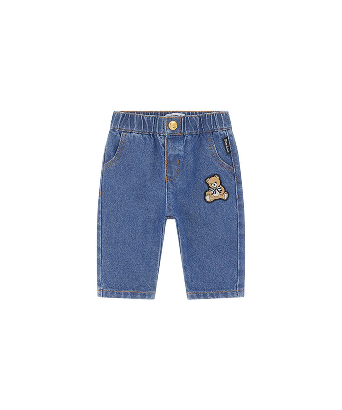 Moschino Kids Pantaloni Blu con Teddy per Neonate