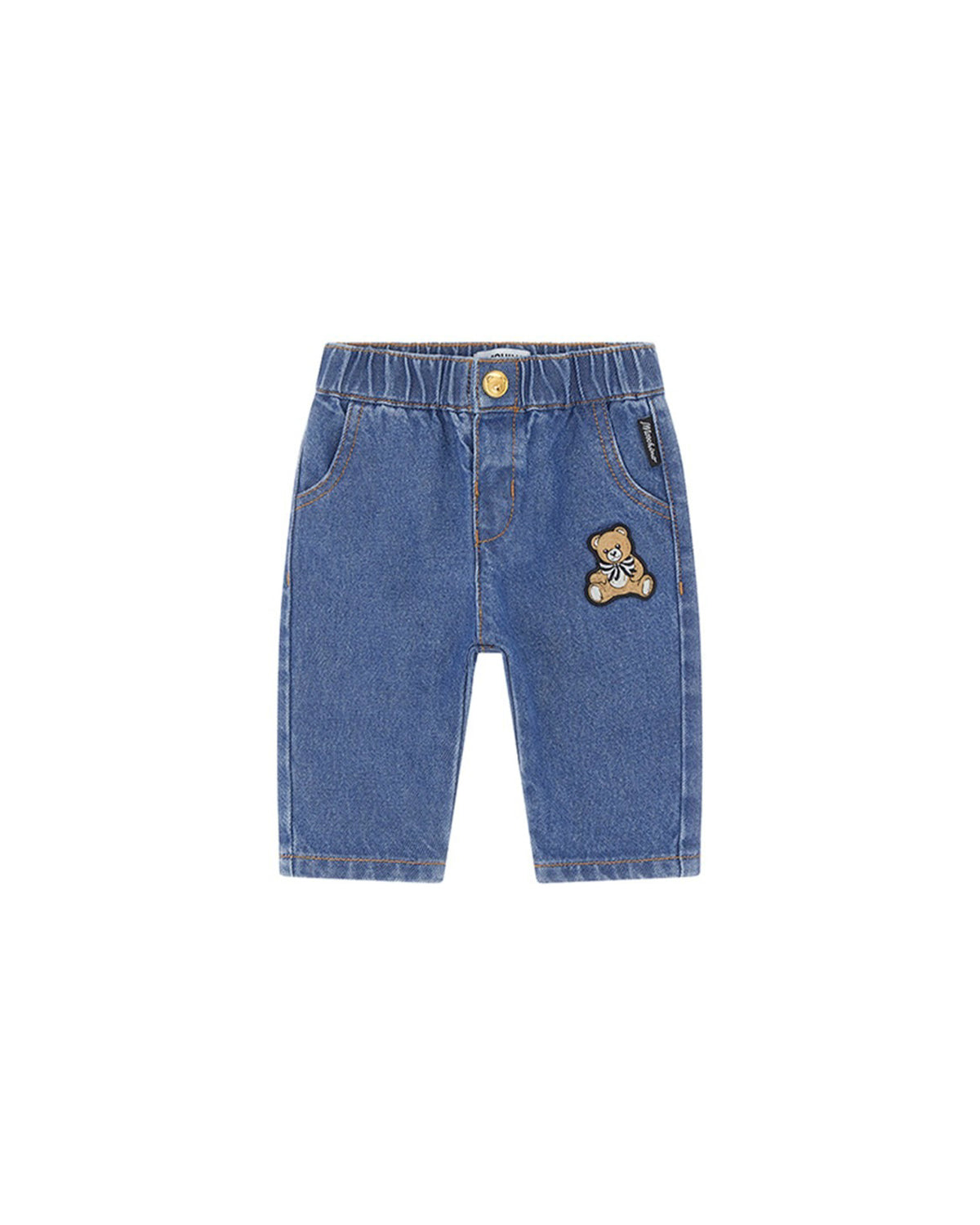 Moschino Kids Pantaloni Blu con Teddy per Neonate