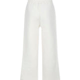 MSGM Kids Pantaloni in Tuta Crema Wide Leg per Bambine (retro)