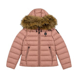 Blauer Kids piumino corto rosa pallido con cappuccio per Bambine