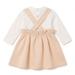 Elisabetta Franchi La Mia Bambina Set due pezzi con top avorio e grembiule rosa per Neonate