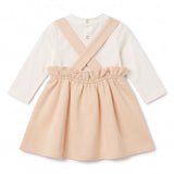 Elisabetta Franchi La Mia Bambina Set due pezzi con top avorio e grembiule rosa per Neonate