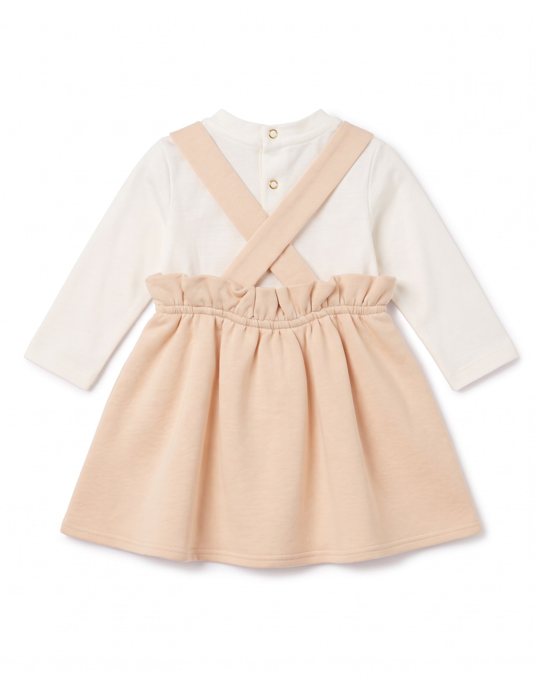 Elisabetta Franchi La Mia Bambina Set due pezzi con top avorio e grembiule rosa per Neonate