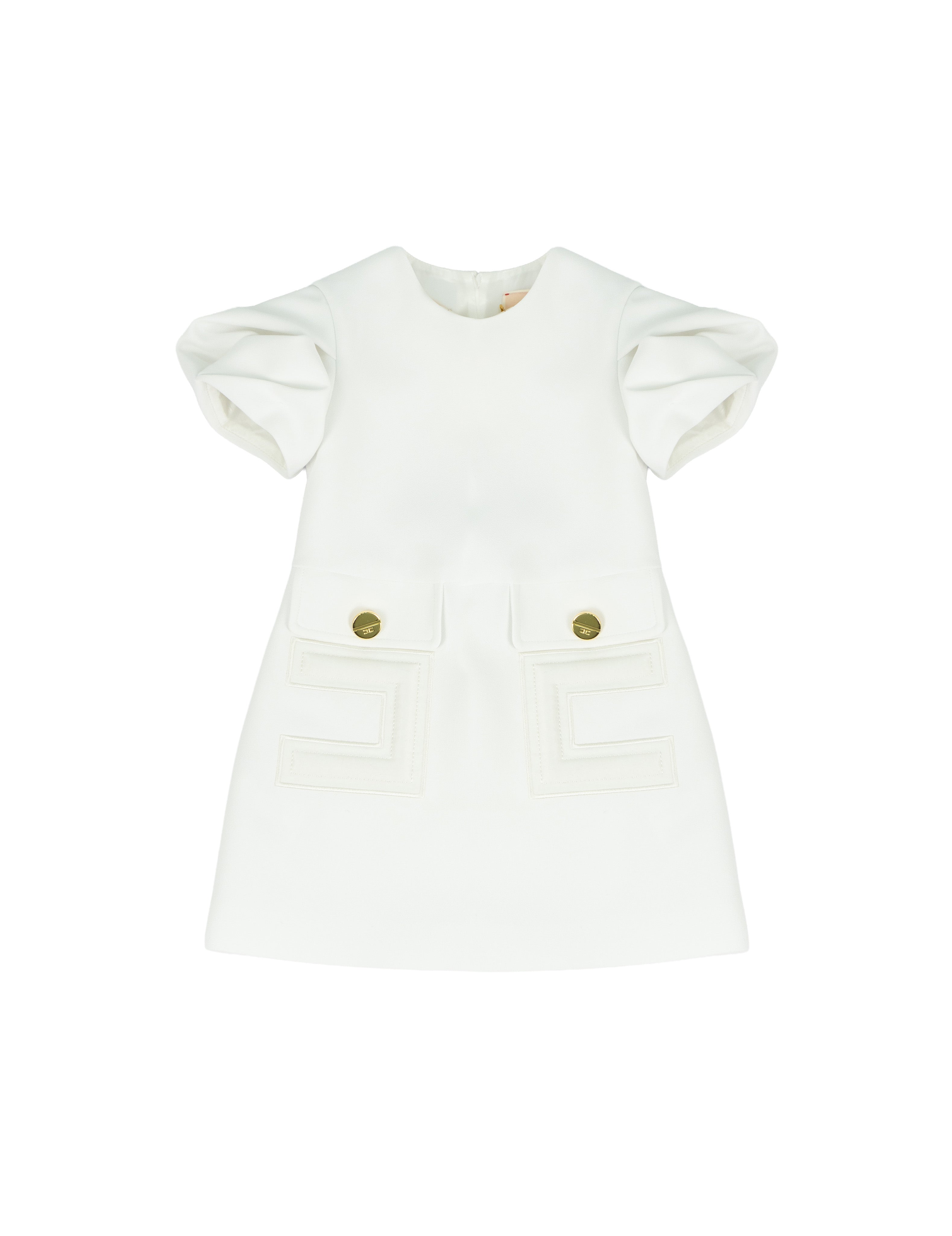 Elisabetta Franchi La Mia Bambina Abito Avorio Monocolore con Logo per Bambine