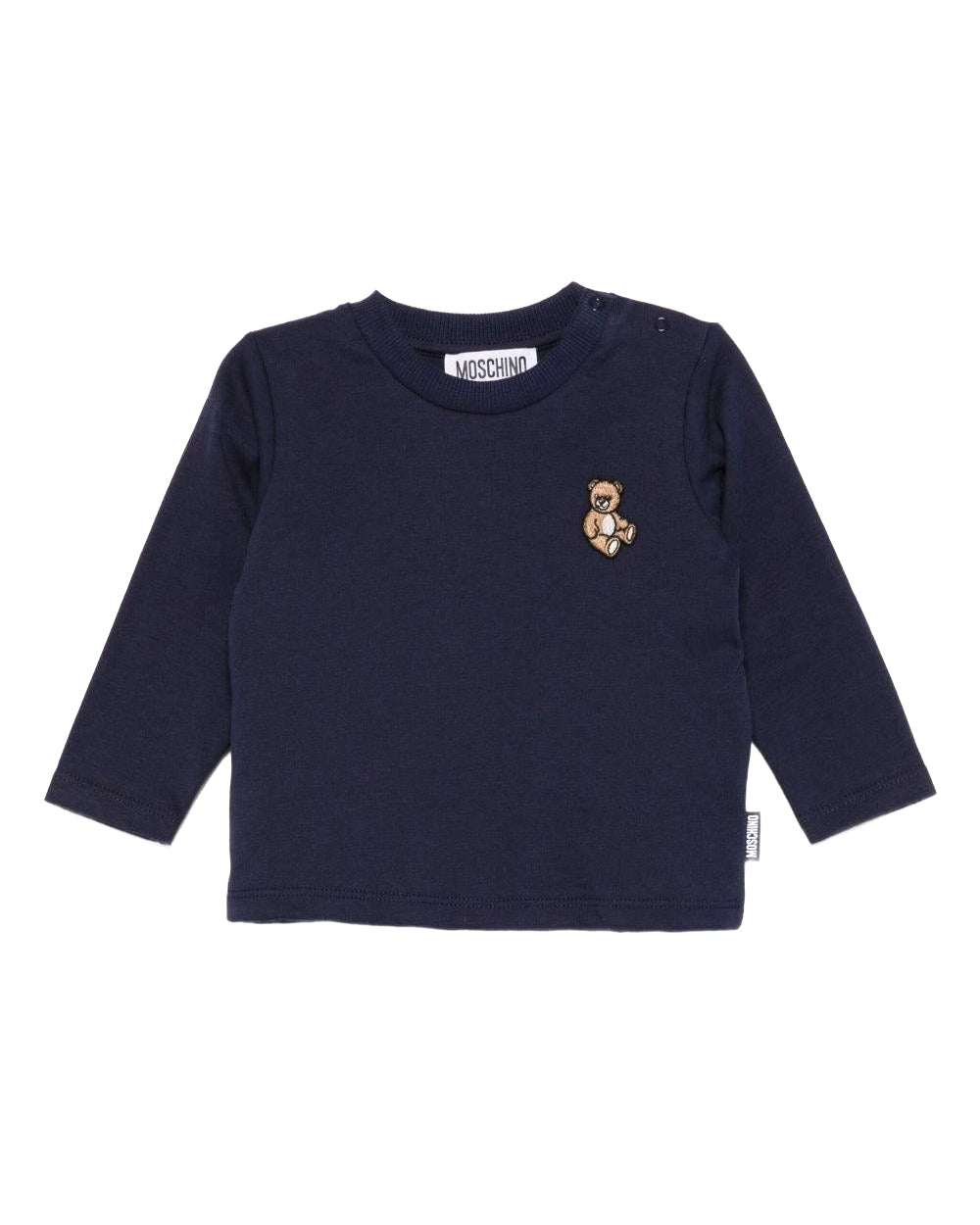 Moschino Kids T-shirt Blu Navy con Patch per Neonati