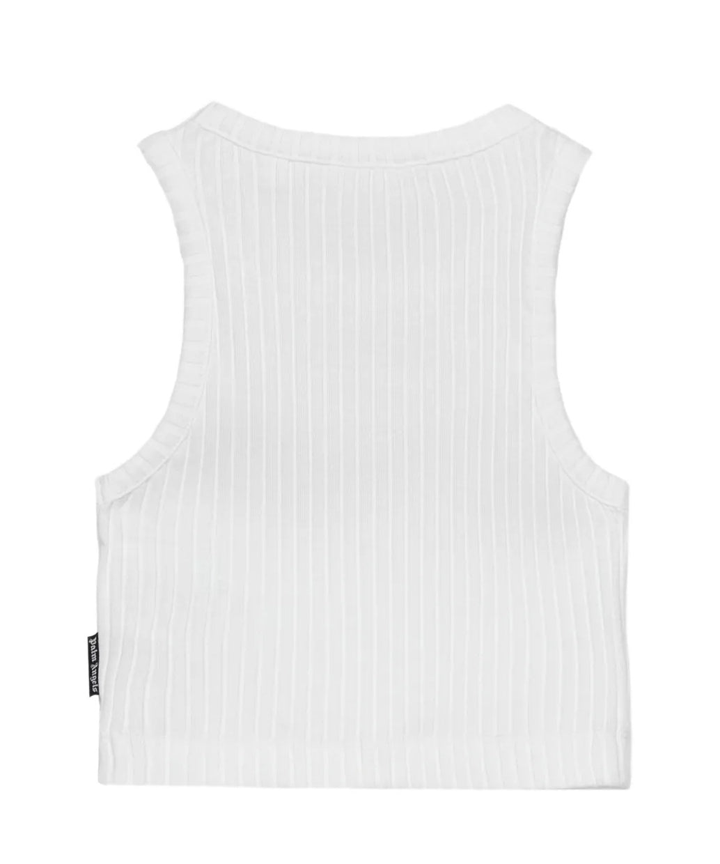 Palm Angels Kids Top Bianco a Costine con Logo per Bambine