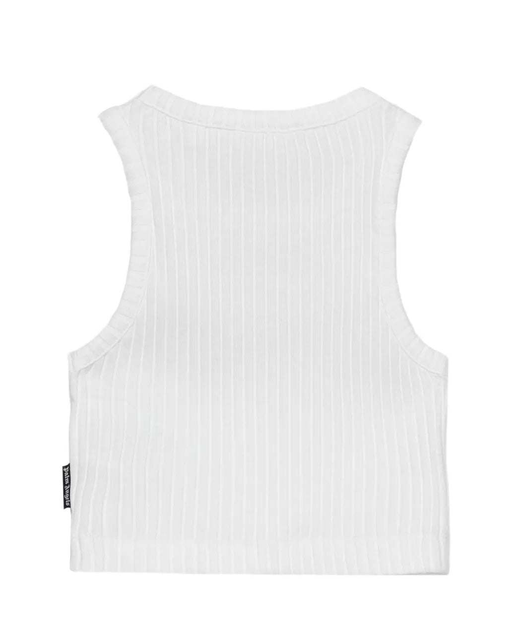 Palm Angels Kids Top Bianco a Costine con Logo per Bambine