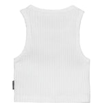 Palm Angels Kids Top Bianco a Costine con Logo per Bambine
