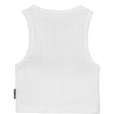 Palm Angels Kids Top Bianco a Costine con Logo per Bambine