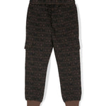Moschino Kids Pantaloni Marroni in Tuta con Logo Monogram per Bambini (retro)