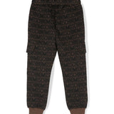 Moschino Kids Pantaloni Marroni in Tuta con Logo Monogram per Bambini (retro)