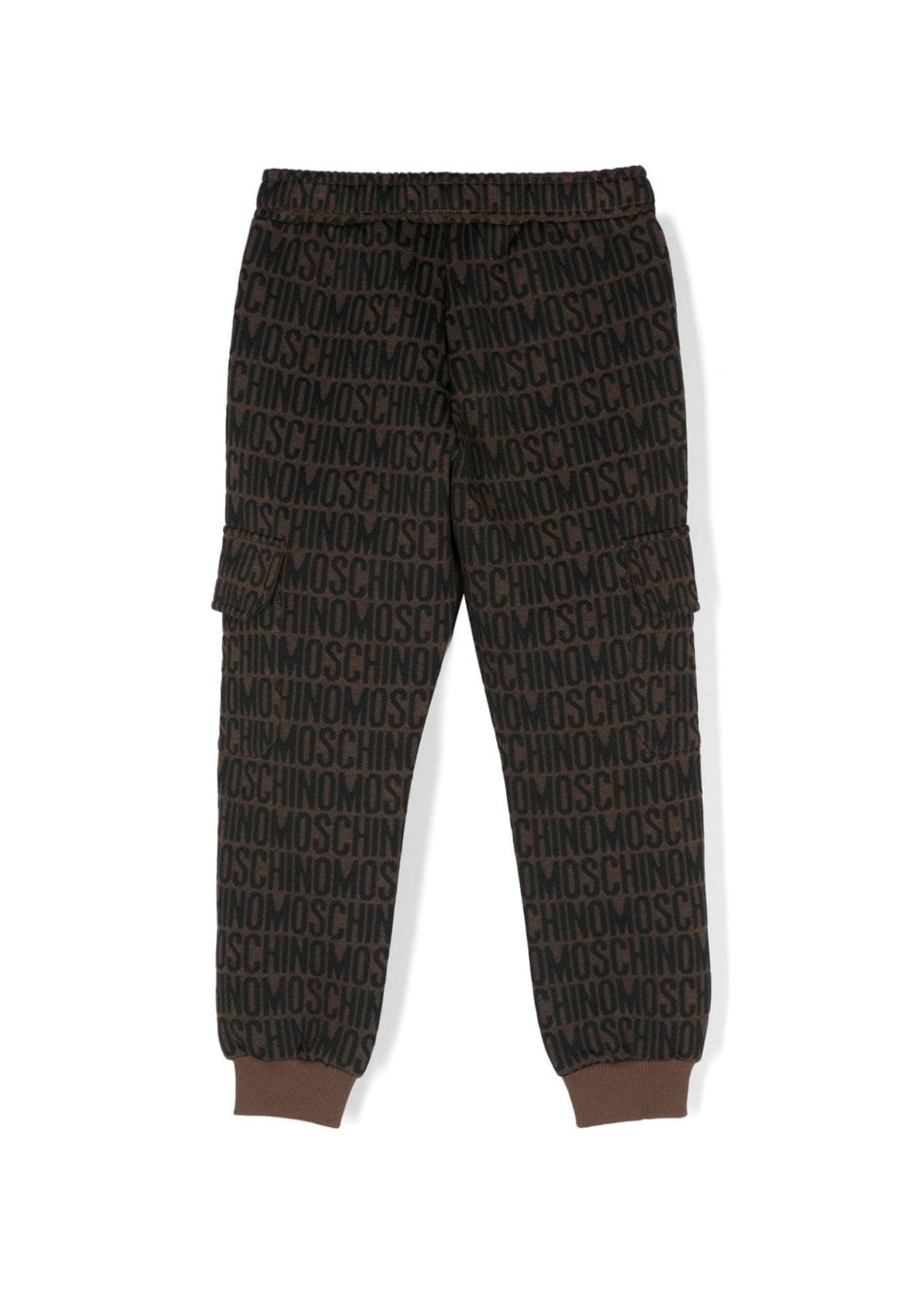 Moschino Kids Pantaloni Marroni in Tuta con Logo Monogram per Bambini (retro)