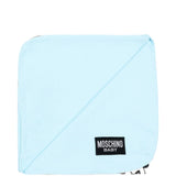 Moschino Kids Copertina Celestein Cotone con Stampa Teddy Bear e Logo per Neonati