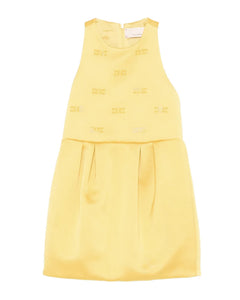 Elisabetta Franchi La Mia Bambina Abito Giallo con Dettagli Logo per Bambine