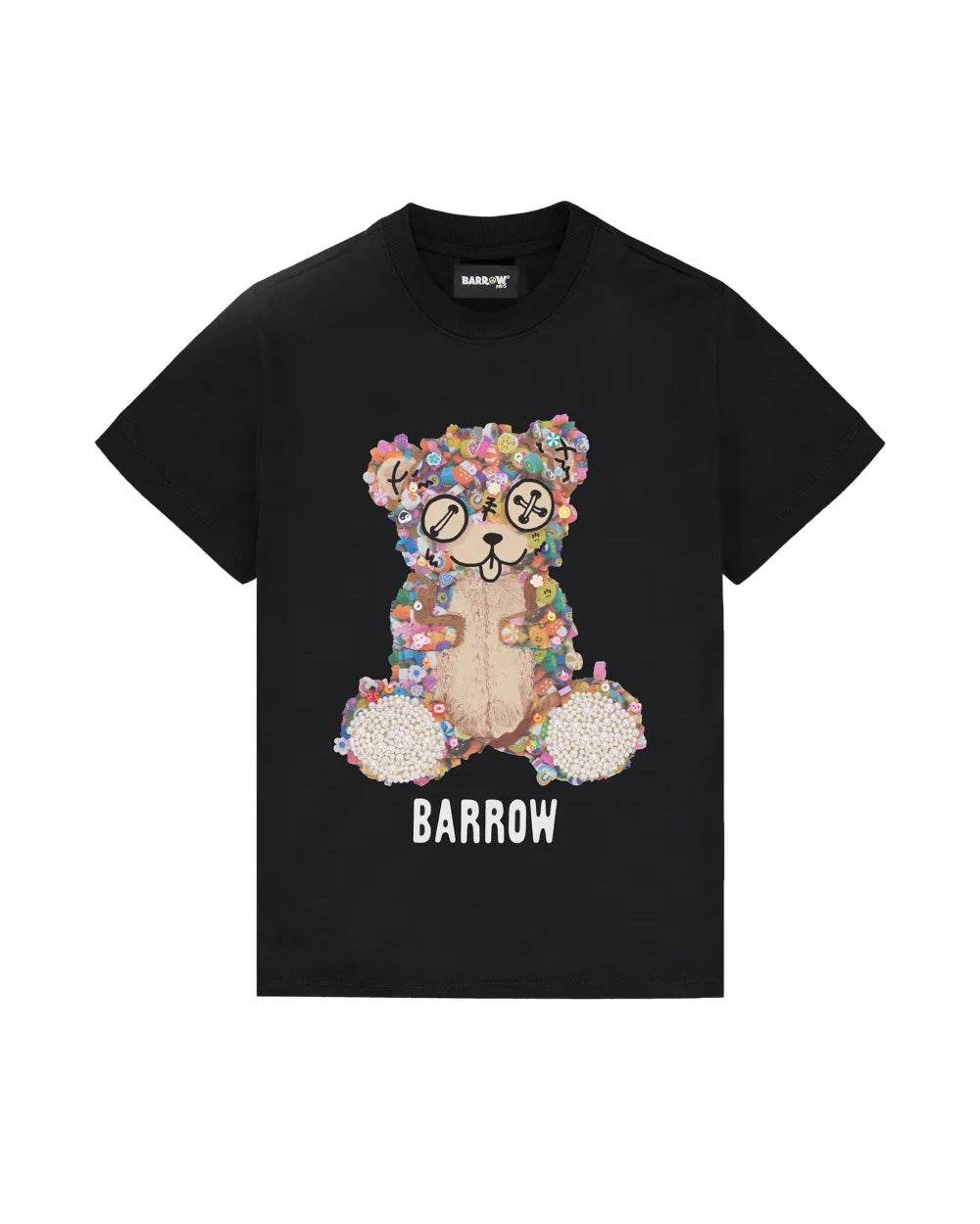 Barrow Kids T-Shirt Nero con Stampa Teddy Multicolor per Bambine