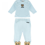 Moschino Kids Completo Teddy Celeste per Neonati