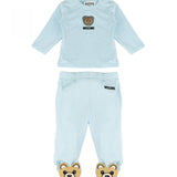 Moschino Kids Completo Teddy Celeste per Neonati