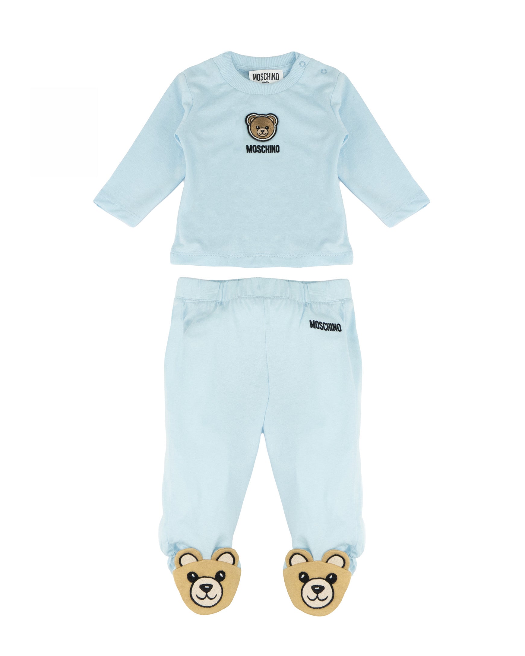Moschino Kids Completo Teddy Celeste per Neonati