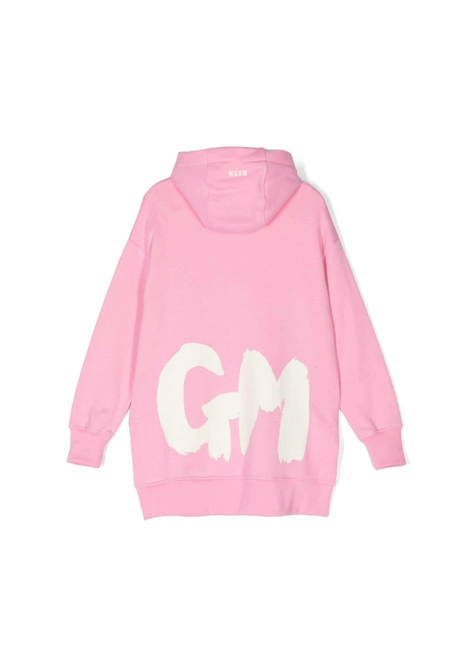 MSGM Kids Abito Rosa con Cappuccio con Logo per Bambine (retro)