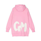 MSGM Kids Abito Rosa con Cappuccio con Logo per Bambine (retro)
