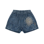 Philipp Plein Kids Short in Denim con Applicazione Strass per Bambine