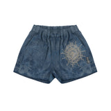 Philipp Plein Kids Short in Denim con Applicazione Strass per Bambine