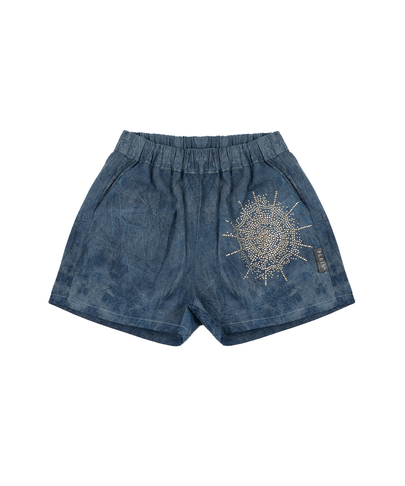 Philipp Plein Kids Short in Denim con Applicazione Strass per Bambine