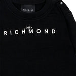 John Richmond Kids Felpa Girocollo Nera in Cotone con Logo Stampato per Neonati