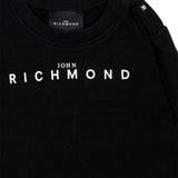 John Richmond Kids Felpa Girocollo Nera in Cotone con Logo Stampato per Neonati