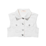 Vicolo Kids Giubbino Smanicato Denim Bianco per Bambine