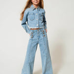 Twinset Kids Giubbino Jeans Sfrangiata per Bambine