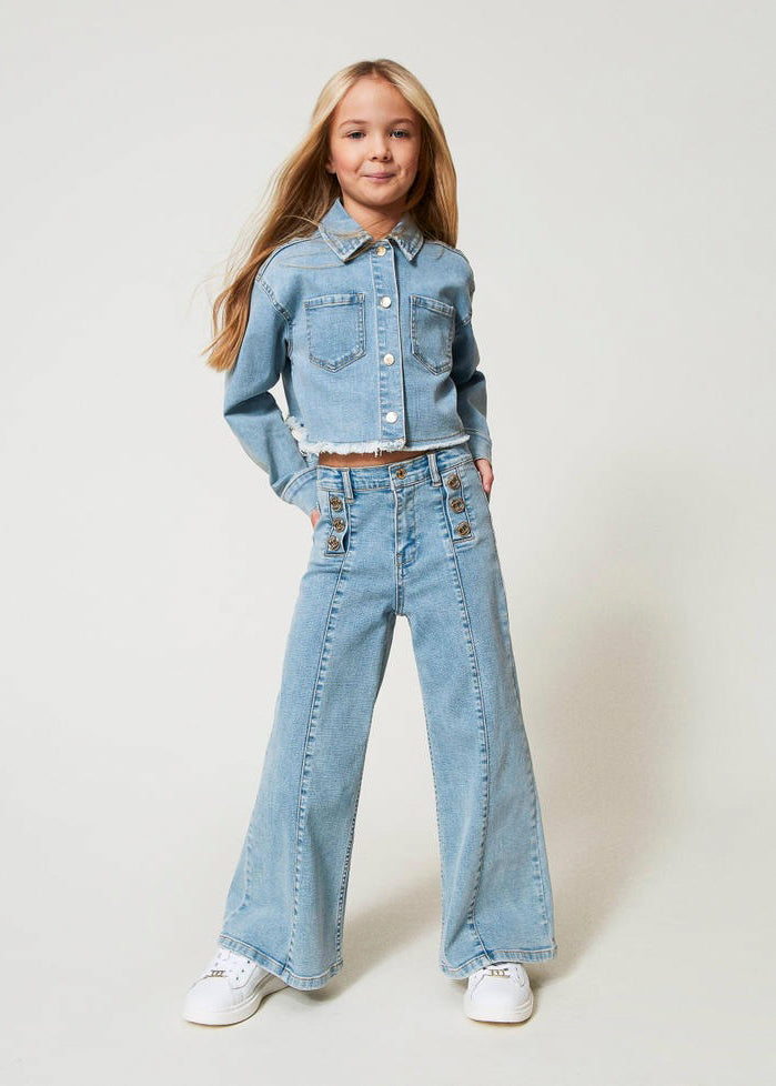 Twinset Kids Giubbino Jeans Sfrangiata per Bambine