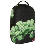 Sprayground Kids QUILTED SHARK DIPINTO A MANO Zaino Nero Trapuntato con Stampa Banconote e Diamanti