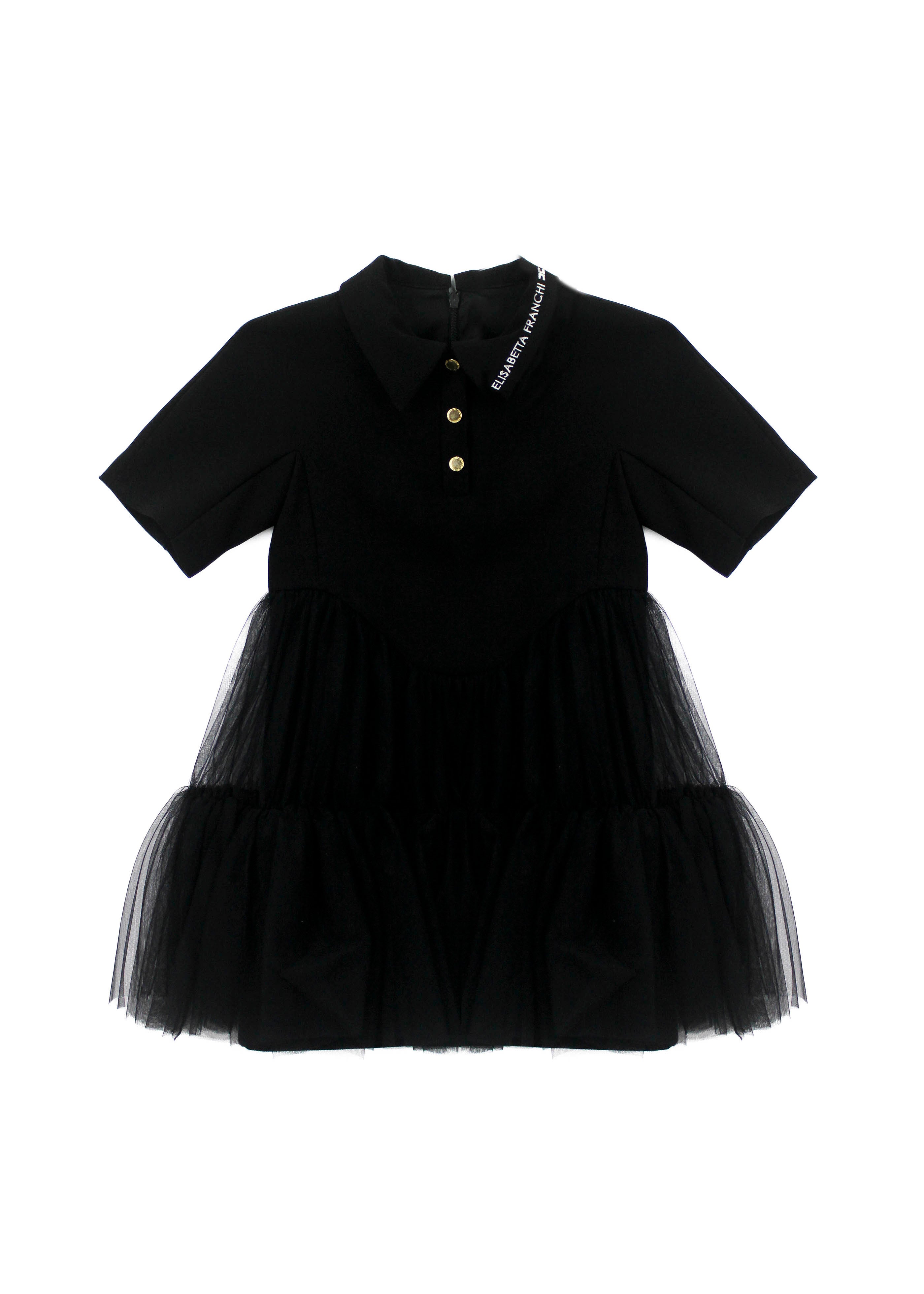 Elisabetta Franchi La Mia Bambina Abito Nero con Tulle per Bambine