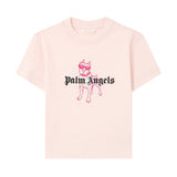 Palm Angels Kids T-Shirt Rosa con Stampa Dog per Bambine