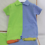 Le Coconne Pagliaccetto Verde/Azzurro per Neonati