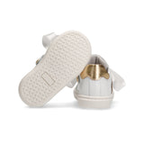 Elisabetta Franchi La Mia Bambina Sneakers Avorio/Oro con Strass per Neonate