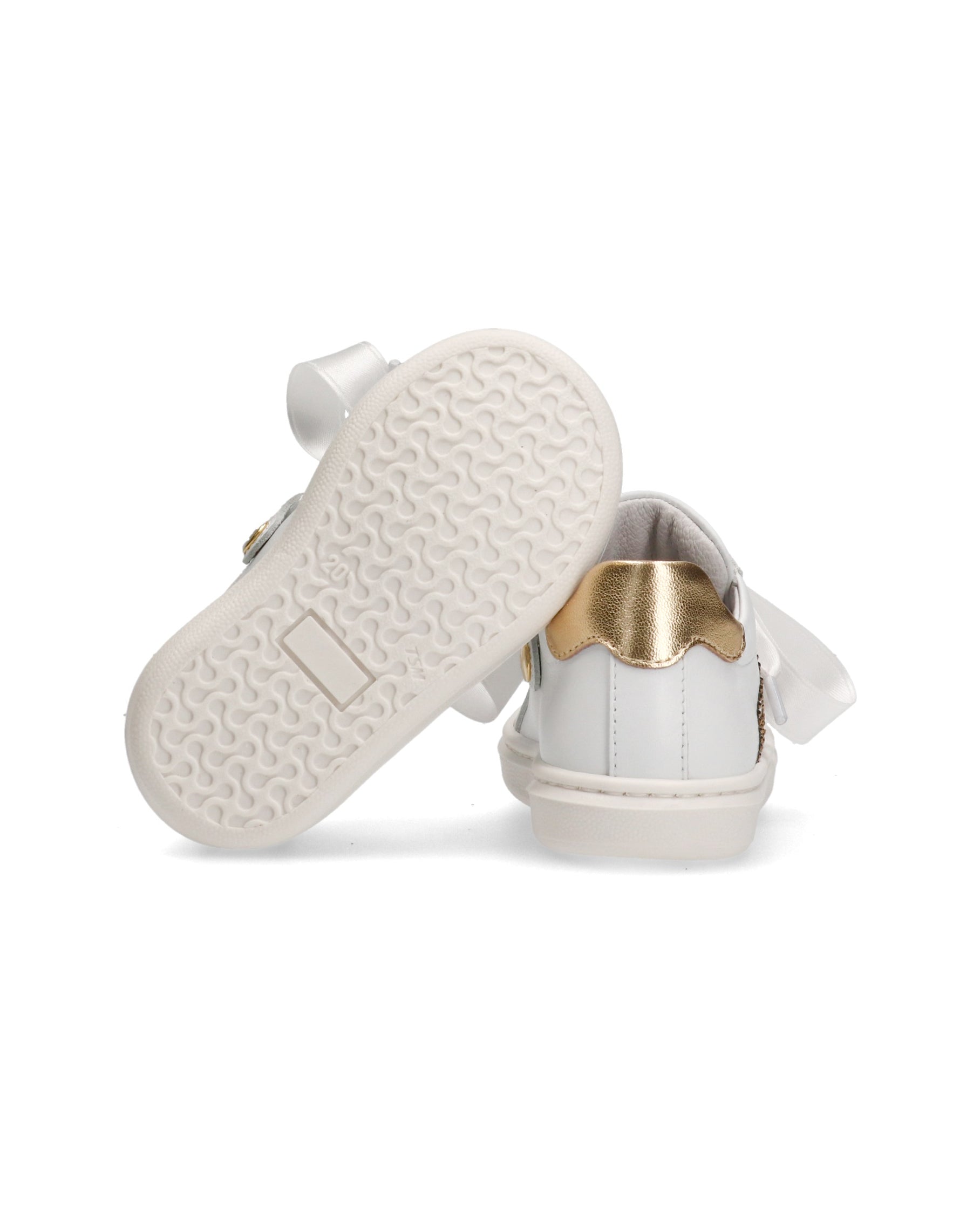 Elisabetta Franchi La Mia Bambina Sneakers Avorio/Oro con Strass per Neonate