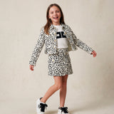 Elisabetta Franchi La Mia Bambina Giacca in Jeans Animalier Avorio/Nero per Bambine