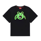 Sprayground Kids T-shirt Nera Angry Green Bear Face per Bambini