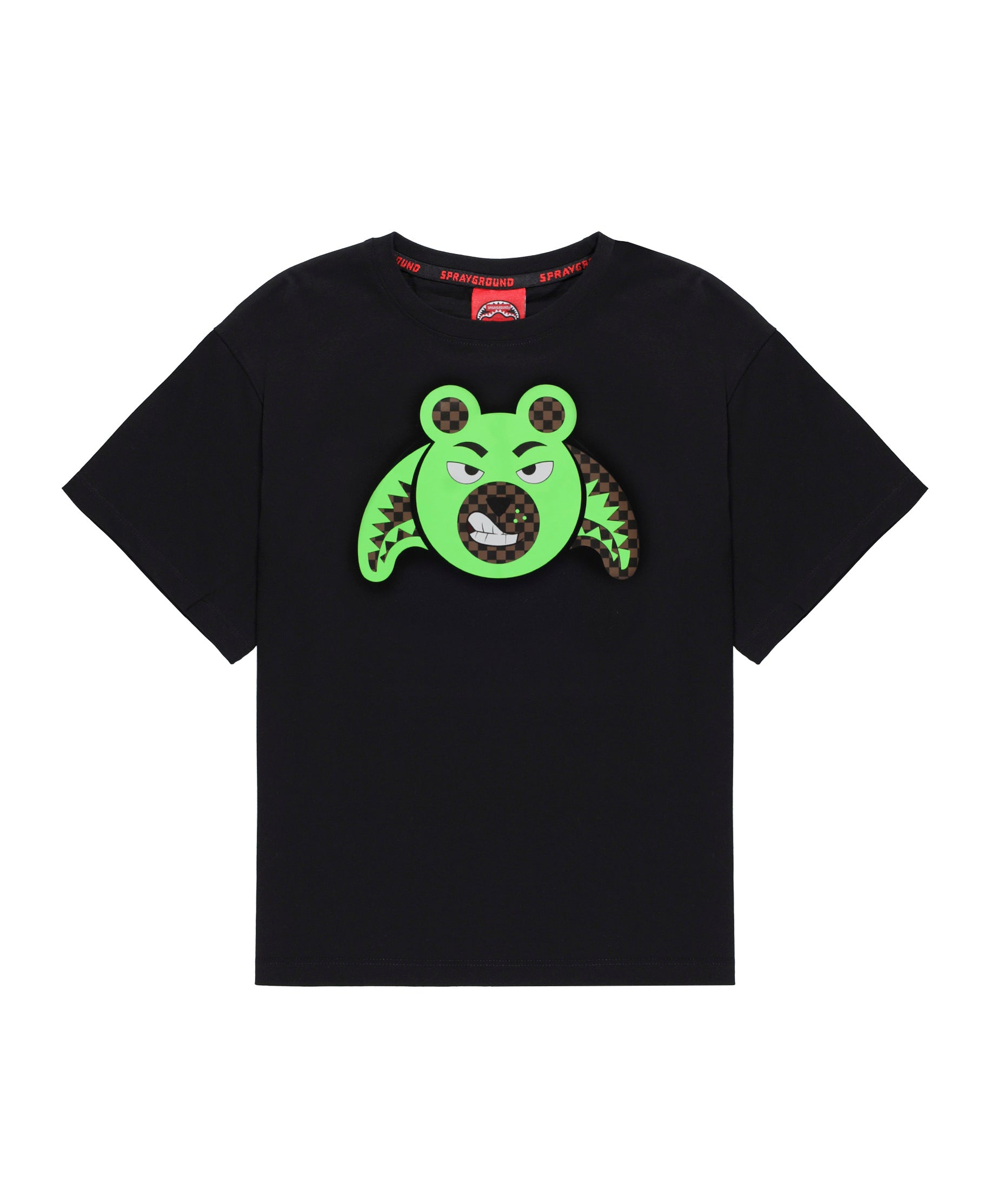 Sprayground Kids T-shirt Nera Angry Green Bear Face per Bambini